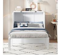 O.Ye Lit escamotable 90x200 cm avec sommier à lattes. lit escamotable vertical. lit d'adolescent. blanc,1