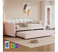 O.YE Lit GIGOGNE 90x200 cm lit adulte avec Lit canapé-lit lumière LED - Rose