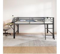 O.Ye Lit mezzanine 140x200 cm surélevé métallique Rampe Échelle Bureau Bande lumineuse LED télécommandée - multicolor LIT MEZZANINE