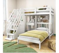 O.Ye Lit superposé 90x200cm ZUBALIYA - lit enfant,escalier avec rangements,bureau et compartiments de rangement,som LITS SUPERPOSES