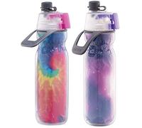 O2COOL Lot de 2 flacons isolés Mist N' Sip avec fonction de brumisation fine - Tie Dye & Céleste Violet 20 oz