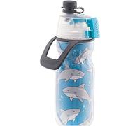 O2COOL Mist 'N Sip Bouteille d'eau brumisante 2 en 1 pour enfants avec fonction brume et sirote sans fuite avec bec verseur à tirette pour enfants - 340,2 g (requins)