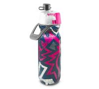 O2COOL Mist 'N Sip Bouteille d'eau brumisatrice 2 en 1 avec fonction brume et sirote sans fuite avec bec verseur à tirette - Bouteille d'eau réutilisable - 590 ml (rose graffiti)