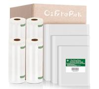 O2frepak 50x15x25cm,50x20x30cm,50x25x33cm et 2Rouleau 20x600cm,2Rouleau 28x600cm Machine Sous Vide Alimentaire,sans BPA et LFGB Sac de Congelation Sous Vide,Compatible Avec n'importe Quelle Scelleuse