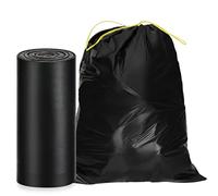 O2frepak Sac Poubelle 125 Litres Lien Coulissant Poubelle Haute,Sac Poubelle Ultra Resistant,Sac Poubelle Noir Tri Selectif Handy Garbage Bag avec Poignees(80X100cm,100 Sacs)