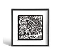 O3 Design Studio Carte découpée de Venise encadrée, carte noire, cadre noir, 22,9 x 22,9 cm, œuvre d'art de découpe de papier, coffret cadeau, 2 couleurs de fond, auto-changeant, art mural