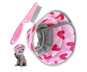 OAAO 1 Collier d'amour Rose pour Animaux De Compagnie, 1 Peigne Anti-Puces pour Chat, Housse De Protection Anti-Fuite pour Animaux De Compagnie Après Les Opérations, Peigne Anti-Poux.