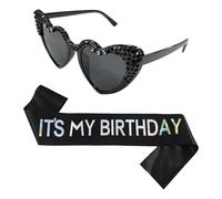 OAAO 1 Pièce De Lunettes Commémoratives Pour 20 Ans Et 1 Bandoulière D'Anniversaire, Diamant Brillant Et Ornement De Perles, Adaptés Aux Occasions D'Anniversaire Et À La Photographie Commémorative.