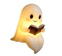 OADAA Cute Ghost Reading Book Lamp, 3D Resin Halloween Ghost Night Light, Cute Ghost Reader LED Light (Large)