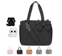 OADAA Luvy Bag - Luvys Bag Crush Bow Tote Bag for Women, with 2Pcs Cat Pins (1Pc Black)