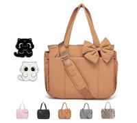 OADAA Luvy Bag - Luvys Bag Crush Bow Tote Bag for Women, with 2Pcs Cat Pins (1Pc Brown)