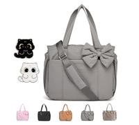 OADAA Luvy Bag - Luvys Bag Crush Bow Tote Bag for Women, with 2Pcs Cat Pins (1Pc Grey)