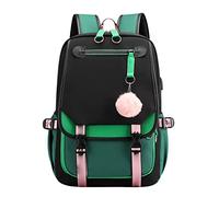 OADOBKICE Sac À Dos D'École Mignon Sac À Dos D'École Ultraléger Sac À Dos Décontracté Homme Femmes Sac À Dos Résistant À L'Eau Sac À Dos L'École Randonnée Camping Voyage Ailes Vibrato Vert Noir M