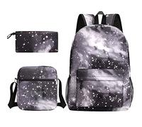 OADOBKICE Sac À Dos Léger Pour L'École Sac À Dos De Base Résistant À L'Eau College School Bookbag Grande Capacité Travel Daypack Set College Schoolbag Casual Laptop Bookbag Noir étoilé 3ces BTS M