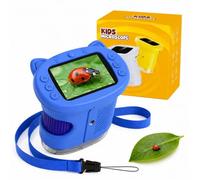 OAEBLLE Microscope Enfant, Microscope Numérique Portable 1000X 4K avec Écran IPS 2,4", 8 LED, USB Rechargeable, Jouet Éducatif Scientifique STEM, Cadeau Anniversaire Fille Garçon 3-12 Ans, Bleu