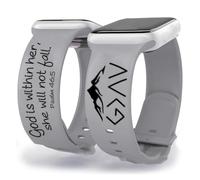 OAEUQ Bracelet de montre en silicone avec inscription « God In Her Heart Bible » gravé avec psaume 46:5 pour montres de 38 mm, 40 mm, 41 mm, 42 mm, 44 mm, 45 mm, 46 mm, 49 mm, cadeau de Psaume