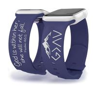 OAEUQ Bracelet de montre en silicone avec inscription « God In Her Heart Bible » gravé avec psaume 46:5 pour montres de 38 mm, 40 mm, 41 mm, 42 mm, 44 mm, 45 mm, 46 mm, 49 mm, cadeau de Psaume