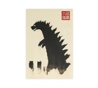 OAHFDF Godzilla by Matsumoto Hoji Impression sur toile japonaise Décoration murale pour salon, chambre à coucher 50 x 75 cm