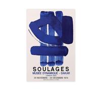 OAHFDF Poster abstrait sur toile Pierre Soulages Dakar Bleu 1974 - Décoration murale pour salon, chambre à coucher - 30 x 45 cm