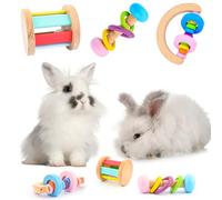 OAHIWLH Lot de 3 jouets en bois pour lapin, cochon d'Inde, hamster, chinchillas, parfait pour les petits animaux jouant au grincement des dents d'intérieur et d'extérieur