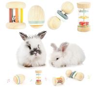 OAHIWLH Lot de 3 jouets en bois pour lapin, cochon d'Inde, résistant aux morsures, parfait pour les hamsters, chinchillas, petits animaux jouant au grincement des dents d'intérieur et d'extérieur