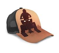 Oaieltj Casquette de baseball unisexe pour homme et femme - Casquette de baseball réglable en maille - Chapeau de soleil tendance, Silhouette ATV ou quad Jump in the Sunset, taille unique