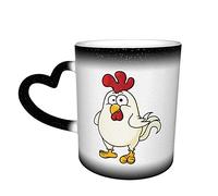 Oaieltj Mug à changement de chaleur, motif coq et poule - Tasse à café - Tasse à thé magique