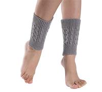 OAIEU Hiver Twist Motif Chaussettes Courtes Couverture Laine Tricot Chaud Jambières Botte Poignets Pour Femmes Filles (Gris Clair)