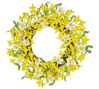 Oairse Couronne de fleurs de forsythia artificielles de 50,8 cm, couronne de printemps et d'été, couronne de forsythia jaune pour porte d'entrée, maison, cuisine, mur, fenêtre, cheminée, décoration