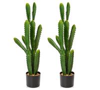 Oairse Euphorbia Accruensis Cactus - Lot de 2 plantes artificielles de 82 cm, grande plante artificielle pour la maison, le jardin, le bureau, décoration, vert