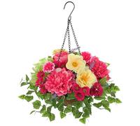Oairse Fleurs artificielles à suspendre dans un panier de noix de coco - Plante artificielle à suspendre - Décoration florale pour la décoration de la maison, les arrangements de mariage, le salon