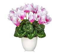 Oairse Fleurs de cyclamen artificielles, plante en pot, fleurs en soie artificielle, plantes en pot blanc, cyclamen rose artificiel, arrangement floral, décoration de la maison, bureau, salle de bain