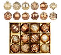 Oairse Lot de 12 grandes boules de Noël incassables à suspendre pour sapin de Noël, maison, vacances, fête de mariage - Doré et bronze - 10 cm