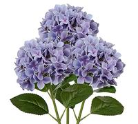 Oairse Lot de 3 fleurs d'hortensia artificielles décoratives violettes fausses fleurs avec tige de 63 cm de long au toucher réel soie hortensia pour maison hôtel bureau mariage décorations de mariée