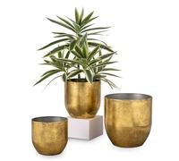 Oairse Lot de 3 pots de fleurs d'extérieur galvanisés en zinc - Pots de fleurs vintage ronds - Pot de fleurs rustique pour plantes ou décoration d'intérieur moderne
