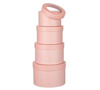 Oairse - Lot de 4 boîtes cadeau rondes avec couvercles transparents - Boîtes à fleurs roses de tailles assorties - Boîte cadeau en carton emboîtable - Boîte à chapeau pour fleuriste - Pour présents