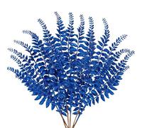 Oairse Lot de 6 branches artificielles de 60 cm - Décoration de Noël - Feuilles pour sapin de Noël - Nouvel An - Fougère artificielle pour décoration de table à manger - Bleu