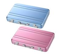 OAJABBGE 2 Pièces Porte-Cartes De Visite en Métal 3.86x2.52 Pouces Étui Alliage D'aluminium pour Voyage Et Engagement Professionnel Organisateur d'affaires Métal Élégant