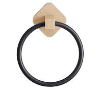 OAJABBGE Anneau porte-serviettes autocollant en bois aluminium noir mat pour cuisine salle de bain porte-serviettes autocollant