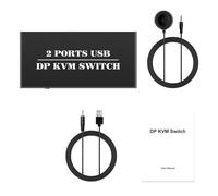 OAJABBGE Commutateur Displayport 4K pour 2 ordinateurs 1 clavier souris 4K à 60 Hz 3 ports USB 2.0 pour imprimante avec contrôleur