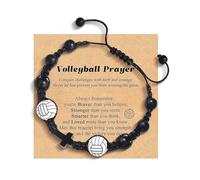 OAJABBGE Crucifix en Bois D'inspiration Sportive pour Hommes Perle Naturel Cordon Tissé Design Symbolique Vêtements Décontractés Bijoux pour Les Amateurs De Sport