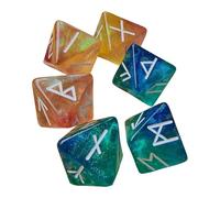 OAJABBGE Dés De Runes Mystiques en Acrylique 6 Pièces 8 Faces Tons Assortis Polyèdres pour Un Roulement Fluide Jeu De Nuit en Étoile