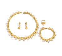 OAJABBGE Ensembles De Bijoux Perles Polyvalents Collier Boucles D'oreilles Ensemble Bagues Décoration Pour Tenues Élégantes Tous Les Jours Collier Perles Boucles D'oreilles