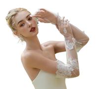 OAJABBGE Gants Blancs Pour Femmes Et Filles Lors D'une Soirée À Thème Confortables À Porter Élastiques Dentelle Extensible Nylon Respirant Photographie De Mariée