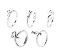 OAJABBGE Lot de 5 anneaux de fil - Oreilles de chat - Taille réglable - Pour débutant - Tricot - Crochet - Cadeau - Régulateur de tension