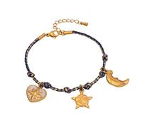 OAJABBGE Pendentif Soleil Lune Étoile en Acier Inoxydable Cordon Tressé Bijoux pour Femmes Élégant Usage Quotidien Collier Tissé À La Main
