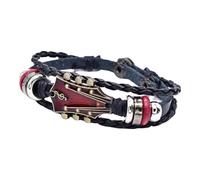 OAJABBGE Unisex Punk Rock Guitar Bracelet Faux Leather Braided Wristchain Adjustable Wristband Accessories for Music Lovers Retro Leather Bracelet