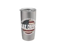 Oak Creek Wisconsin, drapeau américain vintage Gobelet isotherme en acier inoxydable double paroi