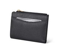 Oak Leathers Portefeuille en cuir pour femme - Petit porte-monnaie RFID, porte-cartes de crédit et carte d'identité pour femme, cadeau pour femme, portefeuilles à deux volets, Nappa Noir, Cas