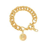 OAK & LUNA - Bracelet à breloques personnalisé en forme de sphère gravée avec option de zircone cubique - Argent sterling, vermeil or 18 carats - Cadeau délicat pour femme, elle - Bijoux personnalisés